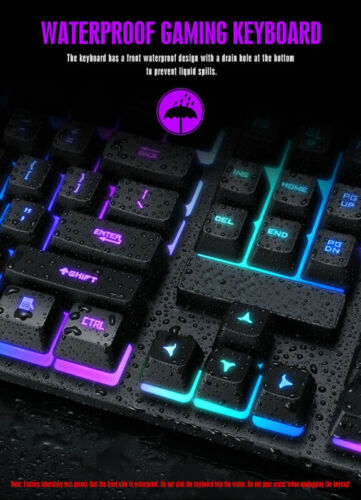 Rainbow LED Gaming Keyboard & Mouse Set Multicolor Changing Backlight Mouse Mice - Picture 8 of 13