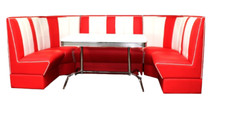 American Diner Furniture 50s White Table Red Booth Set Commercial Grade