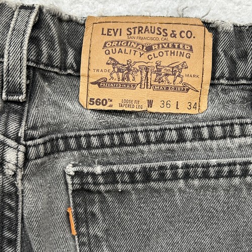 Vintage Levis 560 Jeans Mens 36x34 Black Made in USA Tapered Leg 90s Y2K - Picture 9 of 15