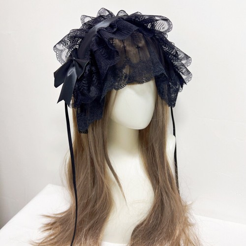 Gothic Lolita Lace Headband Veil Accessory Vintage Elegant Bow Womens Headwear - Picture 4 of 13