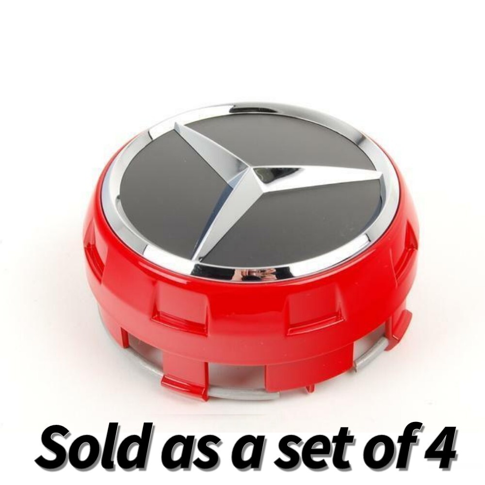 Mercedes-Benz • Red AMG Wheel Center Cap Set • W205 W213