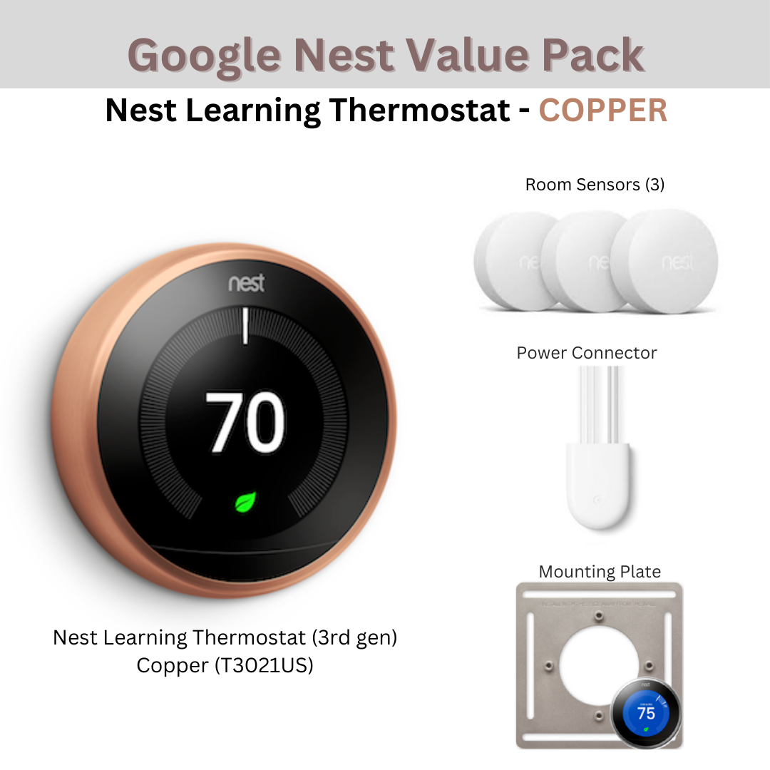COPPER Pack: Nest Learning Thermostat 3rd gen 3x Room Sensor