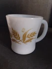 Vintage 70's Sears Milk Glass Glasbake Coffee Mug Cup Wheat 3.5" tall 3" diam