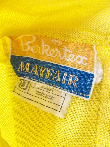 Vintage 1960s 1970s Berkertex Mayfair Yellow Linen Mini Dress S (10) - Picture 13 of 13