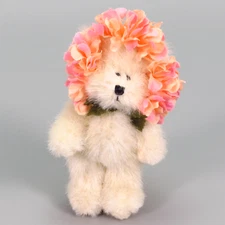Boyds Bears Mini Plush Ornament Zinnia Pink Peach Flower Jointed Miniature Vtg
