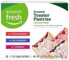 Amazon Fresh Toaster Pastries Variety Pack 12ct Strawberry Blueberry Cherry