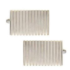 Men s Cuff Links Shirt Stud with Beautiful Cufflink Box Silver Stripes