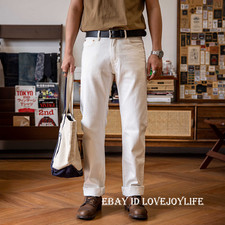 Red Tornado 14oz Fall White Jeans Regular Fit Men Selvedge Denim Pants Straight