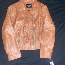 New With Tags! Guess Women's Quilted-sleeve Leather Moto Coat 2xl