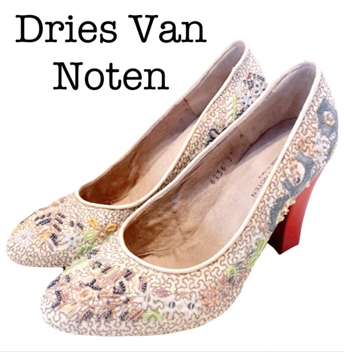 Dries Van Noten Printed Beaded Accents Pumps Size 7 | eBay