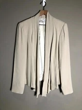 Renfrew Collection Beige Textured Knit Open Front Drapey Blazer Jacket Size 12