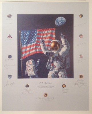 Bean s In the Beginning  Print #581 of 1000 signed by 20 NASA Apollo astronauts