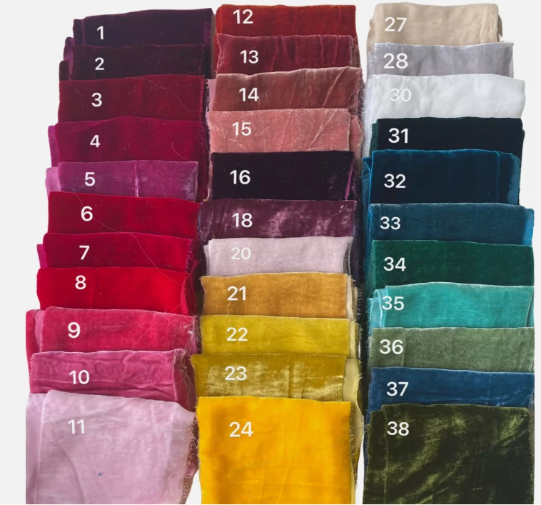 Boho Pack of 5 New Silk Velvet Remnants/Scraps/Ribbons in 8x22" Assorted color - Image 2 of 4