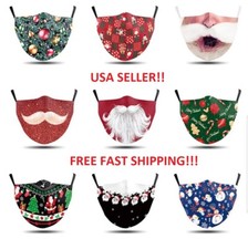 Washable Reusable Face Mask Protective Covering Masks Holiday Christmas Print