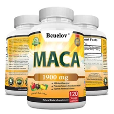 Organic Pure Premium  Maca Root 1900mg Capsules Black Red  Yellow
