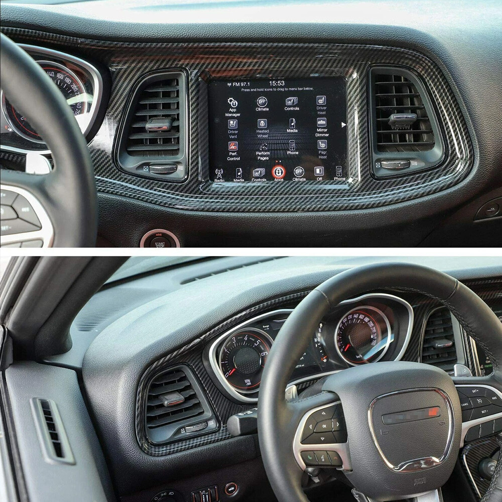 For Dodge Challenger 15+ Carbon Fiber control central salpicadero recortar