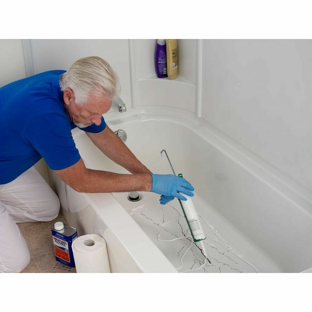 Bathtub Floor Repair Inlay Kit, White (16 in. W x 40 in. L) Fix Cracked & Leaky eBay