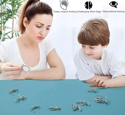 Metal Wire Puzzle Set of 24 with Pouch,Brain Teaser IQ Test Trick Toy for Party - 第 6/7 張圖片