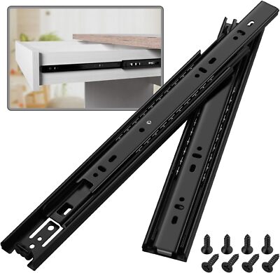 18'' Telescopic Ball Bearing Drawer Slides Full Extension Side Mount Rails 100 LB