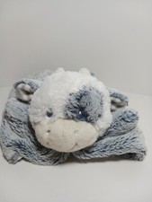 Ebba Aurora Baby Grey  White Cow Plush Lovey Security Blanket
