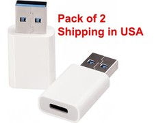 2 PACK USB C Type C Female to USB Type A Male Port Converter Adapter White