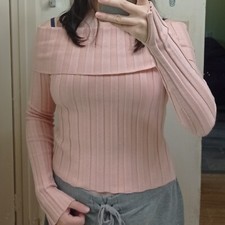 Zara pink off the shoulders long sleeve sweat...
