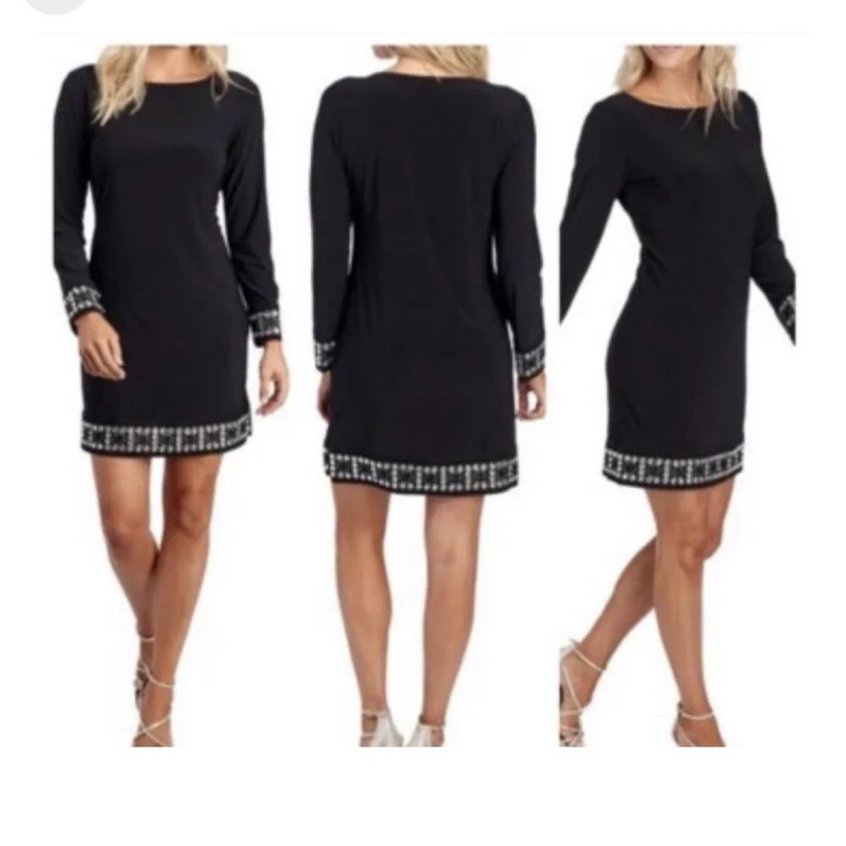 mugler dress black and white V-Neck Black Mother of the Bride Dress with Long Lace Sleeves-Bridelily main image 1