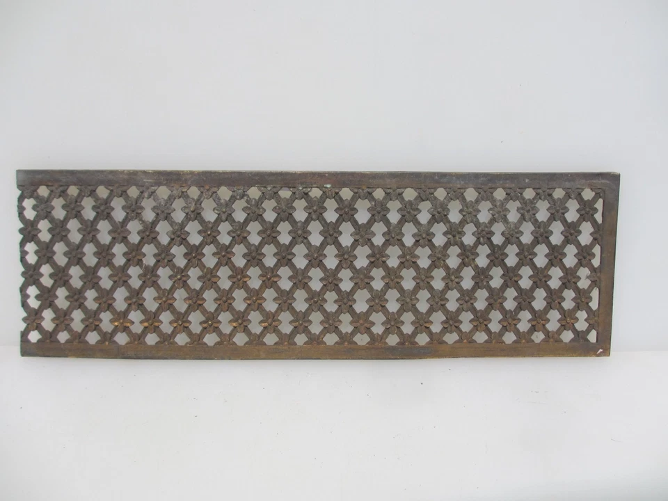 Victorian Brass Air Vent Grate Grille Cover Antique Georgian Gilt Old 4.5"x14.5" - Image 3 of 4