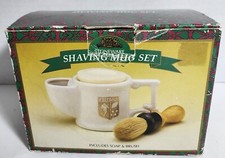 Stoneware Shaving Mug Set With Soap And Brush