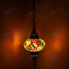 Turkish Moroccan Mosaic Ceiling Hanging Pendant Light Fixture Lamp - Free Bulb