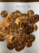 1977 (P) "BU"  LINCOLN MEMORIAL CENT PENNY ROLL  50 COINS