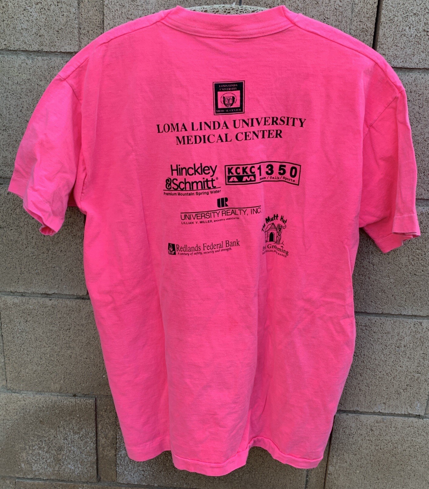 Vintage Loma Linda Lopers Marathon Training T Shirt 90s Neon Pink Size