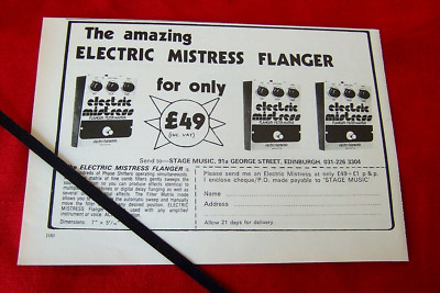 ELECTRO HARMONIX ELECTRIC MISTRESS GUITAR EFFECTS UNIT 1977 VINTAGE ADVERT