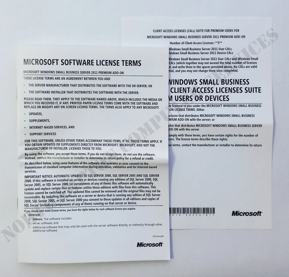 Microsoft SBS 2011 Premium Add-On SQL 2008 R2 5 CALS SMALL BUSINESS SERVER - VAT - Image 3 of 4
