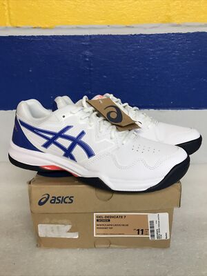 Asics Gel Dedicate 7 Womens 11 White / Lapis Lazuli Blue 1042A167-101 New