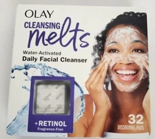 Olay Cleansing Melts + Retinol Water-Activated Daily Facial Cleanser, 32ct Pads