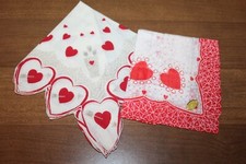 2 Vintage Heart Valentine s Day Hanky Scalloped Edge Hearts w/ Arrows, One NWT