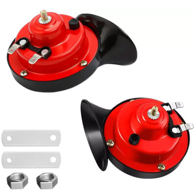 2x 12V Red Super Loud Snail Horn Waterproof For Motorcycle Car Truck Boat Train