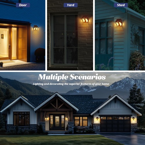 Solar Wall Lights Dual Bulbs Outdoor, Dusk to Dawn Motion Sensor Lights Water... - Picture 6 of 7