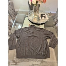 Lacoste Mens 1/4 Zip Long Sleeve Sweater Pullover Gray Cotton