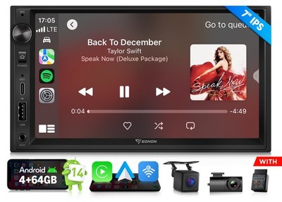 CAM+OBD+DVR+7'' Android 14 Double 2 Din Car Stereo GPS Navigator CarPlay FM Radio