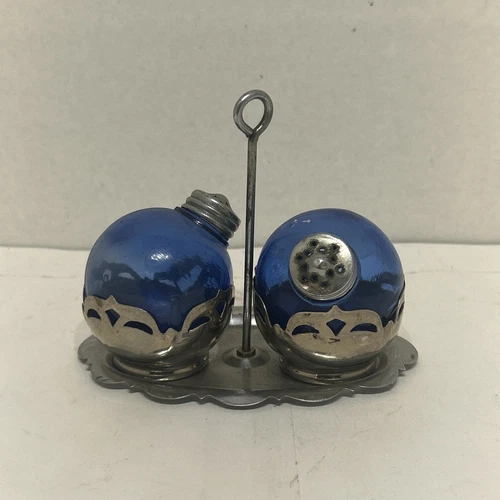 Christmas Bulb Cobalt Blue Salt & Pepper Shakers - Beautiful!