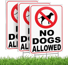 3 PC No Dogs Allowed Signs for Yard, 8X12 Double Sided Coroplast Keep off Grass