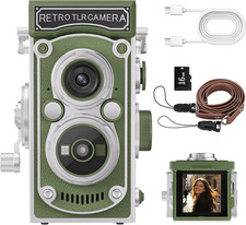 Mini Retro TLR Digital Camera, Portable 24MP 1080P FHD Vintage Point and...