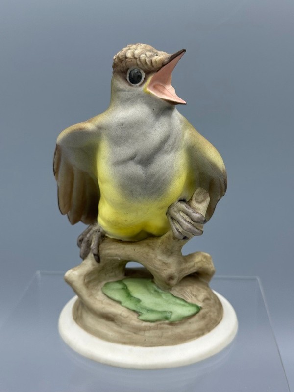 Vintage Boehm Porcelain Bird Figurine Baby Crested Flycatcher 458 USA Matte 5"
