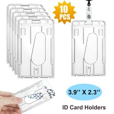 10Pcs 3.5 2.3" Clear ID Credit Card Badge Holder Hard Plastic Protector Case