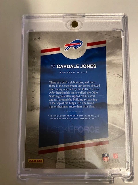 2016 Panini Absolute - Rookie Force Materials Cardale Jones #4 Blue (MEM, RC) - Image 2 of 2