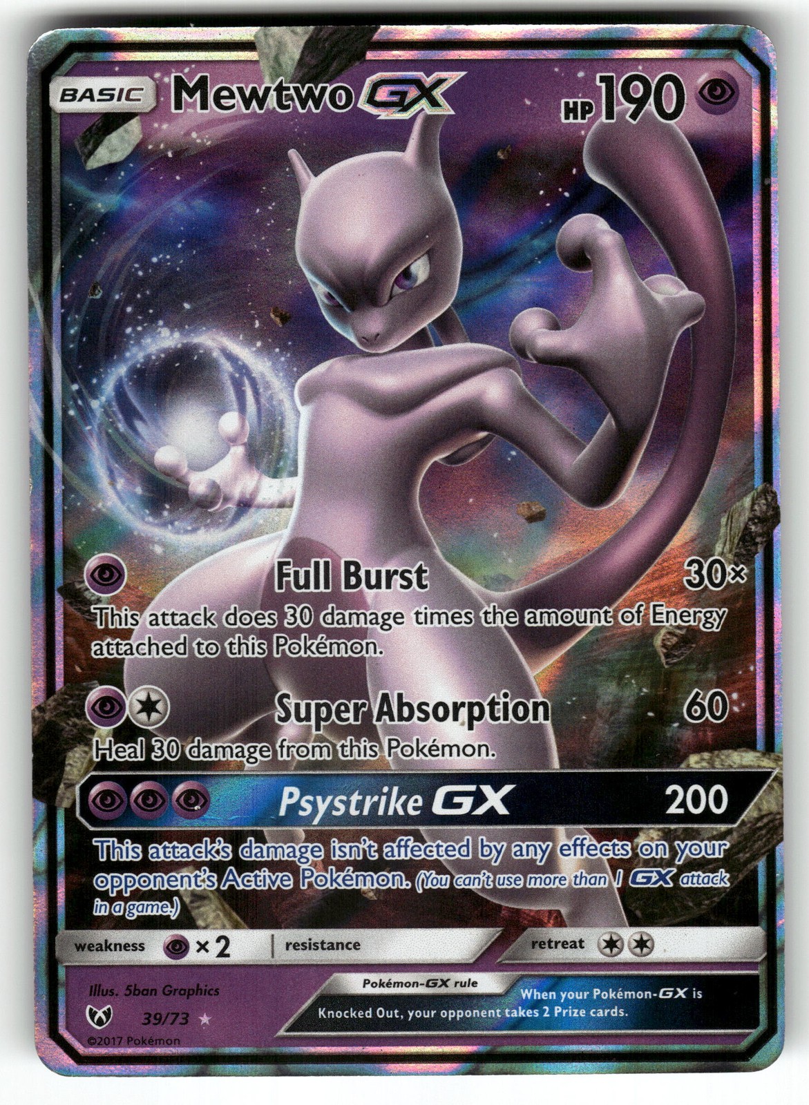Mewtwo GX 39/73 Shining Legends LP Pokemon Card TCG