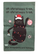 Christmas Garden Flag 12x18in Woven Polyester Cat Ornaments are History
