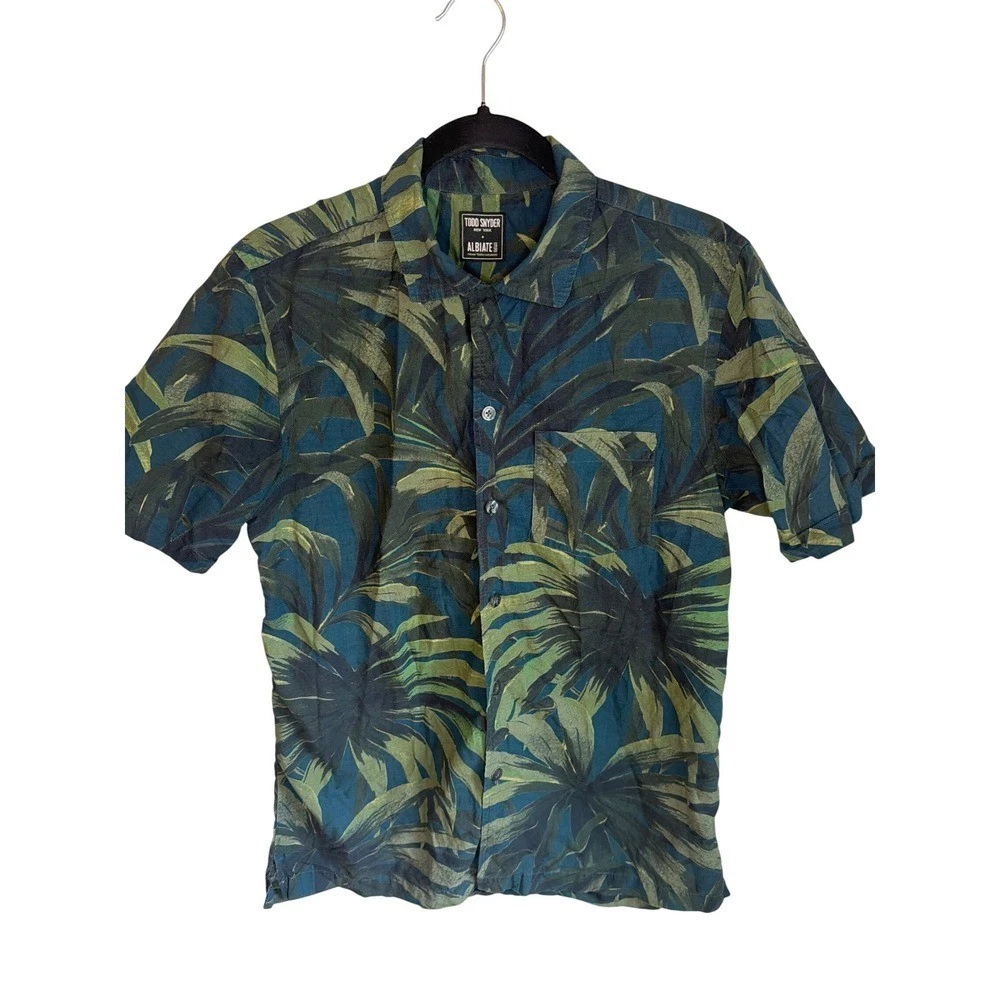 Todd Snyder Albiate 1830 Mens Small Tropical Palm Print Short Sleeve Button Down